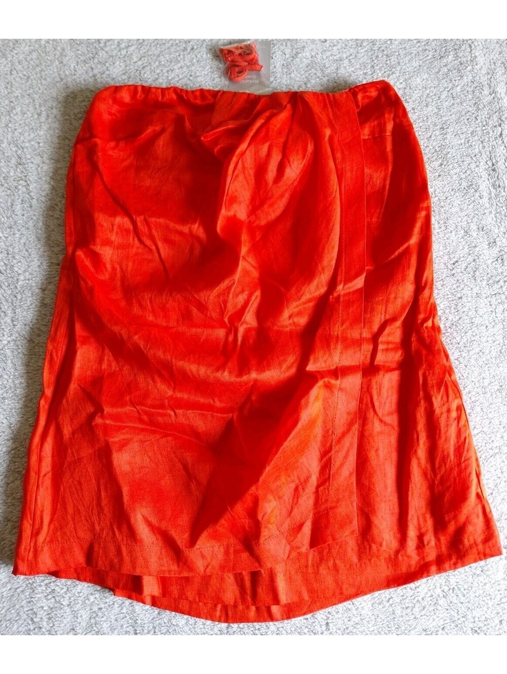 H&M Edition Red 100% Linen Draped Sarong Wrap Skirt Summer Resort Knee Length M